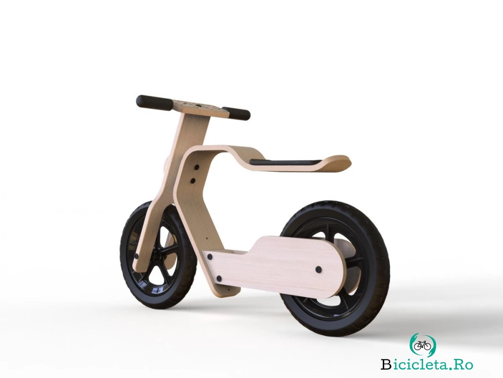 Bicicleta din lemn natural fara pedale RideMe MamaToyz