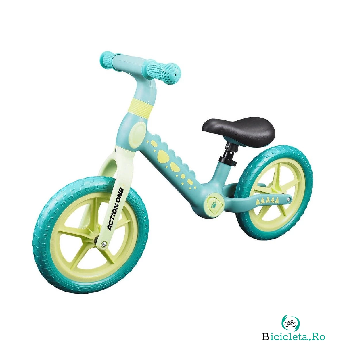 Bicicleta fara pedale pentru copii 2-5 ani, Action One Spiky, 12 inch, Verde la 179.99 lei ron