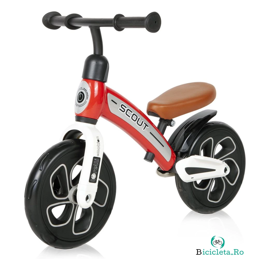 Bicicleta de echilibru fara pedale pentru fete 10 inch Lorelli Scout Rosie