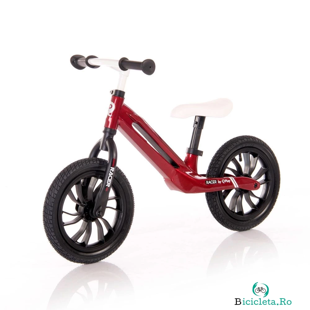 Bicicleta fara pedale unisex 12 inch Lorelli Q Play Racer rosu si alb