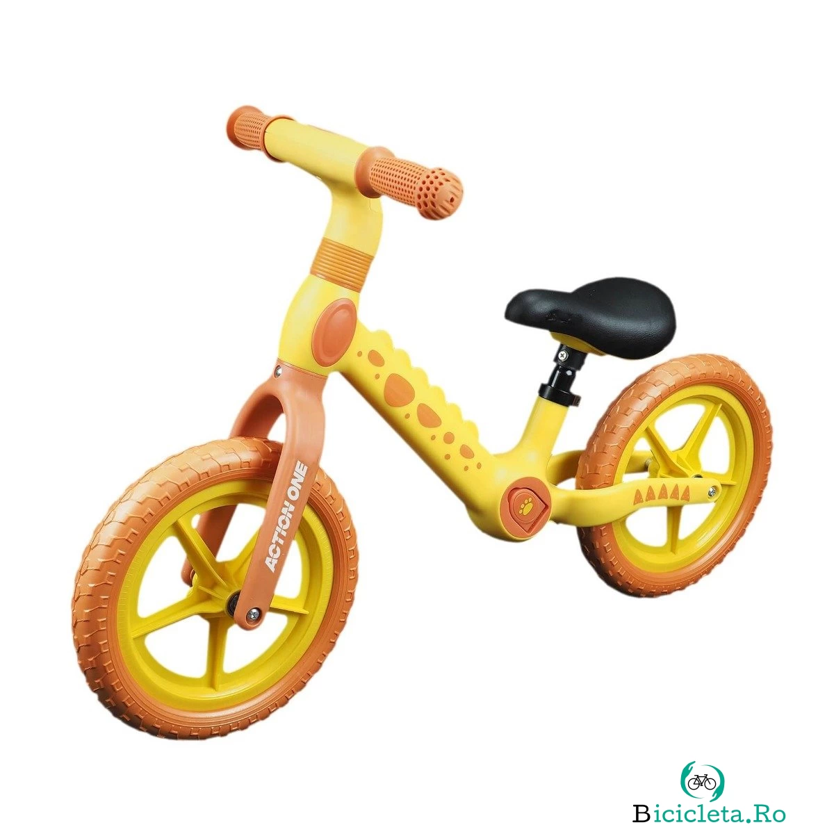 Bicicleta fara pedale pentru copii 2-5 ani, Action One Spiky, 12 inch, Portocaliu la 179.99 lei ron